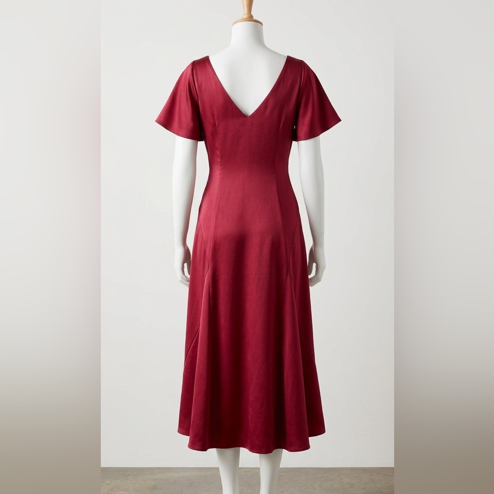 Express Fuchsia Ruched Midi Dress - Picture 2 of 3